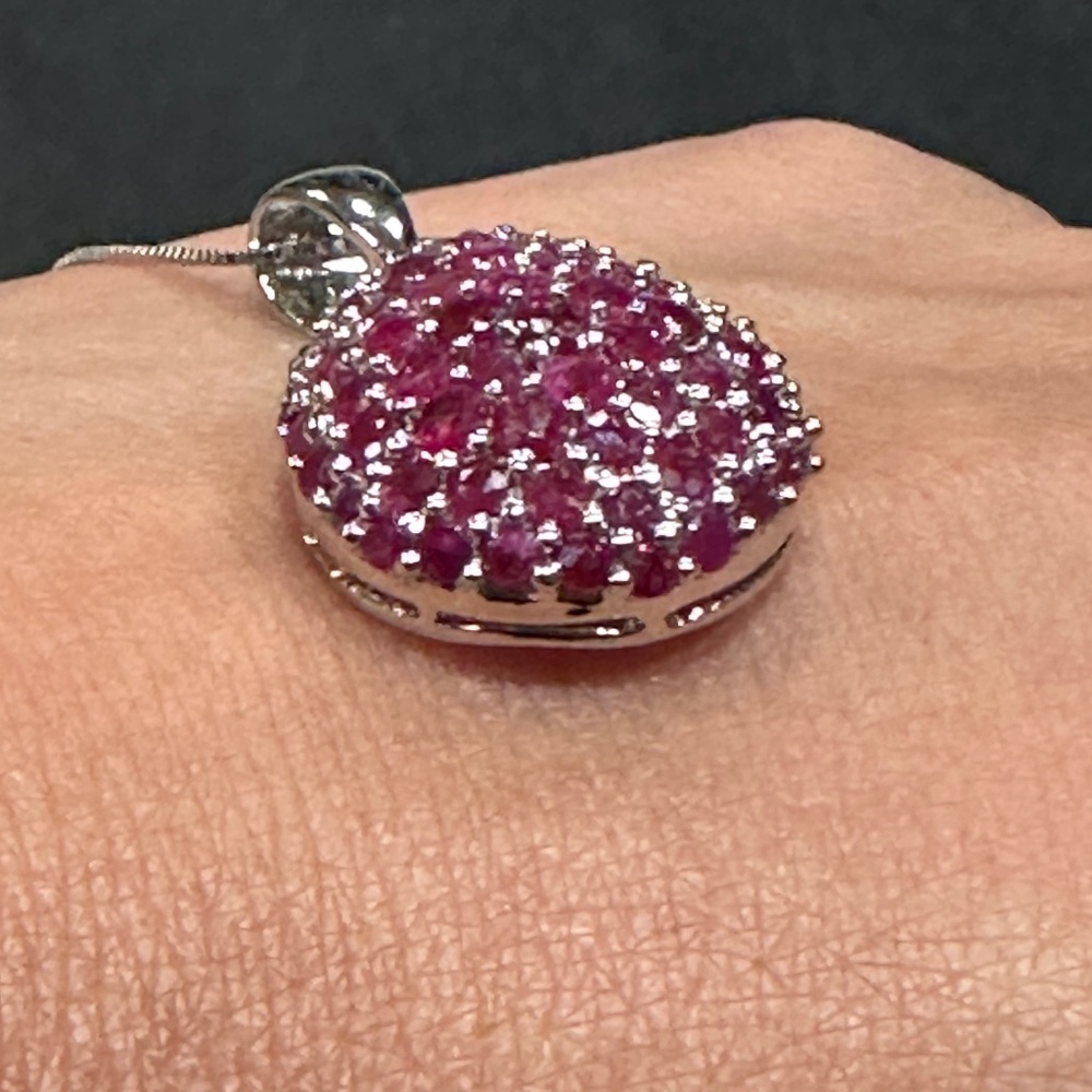 Pear-Shaped Ruby Cluster Pendant - image 6
